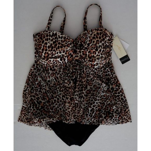 Profile x Gottex Plus Sz 18W Leopard Printed Flyaway One Piece Swimsuit $178 - Picture 3 of 9